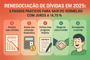 Aprenda como renegociar suas dívidas em 2025 com a Selic a 14,75%. Guia completo com 5 passos práticos, modelos de cartas, scripts de negociação e estratégias para reduzir juros e recuperar seu crédito.